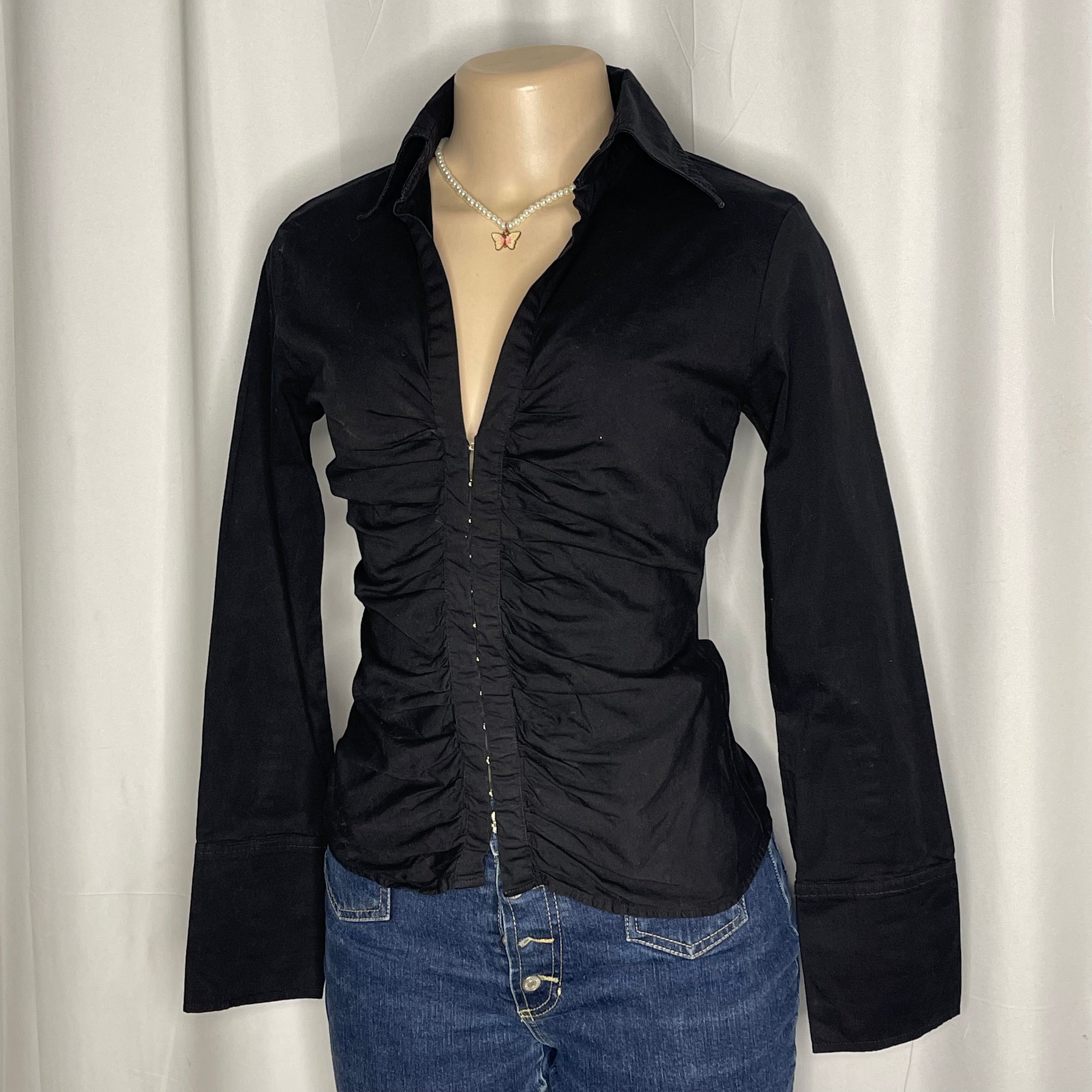 Black Corset Style Long Sleeves Top
