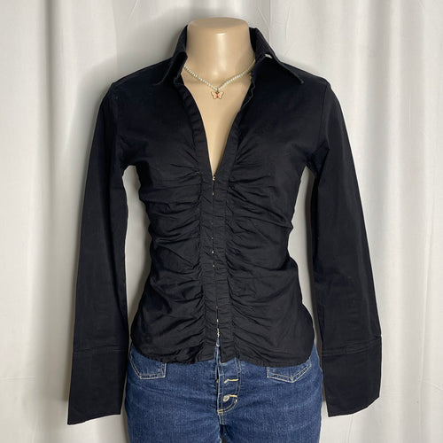 Black Corset Style Long Sleeves Top