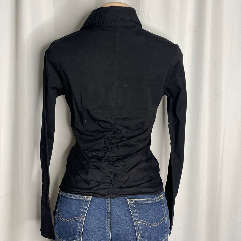 Black Corset Style Long Sleeves Top