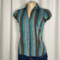 V-Neck Button Up Striped Shirt