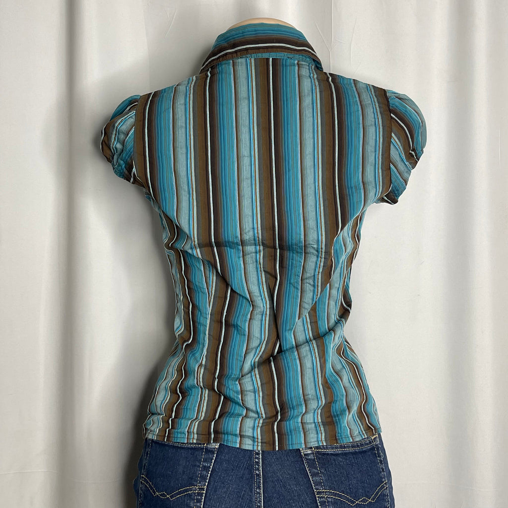 V-Neck Button Up Striped Shirt