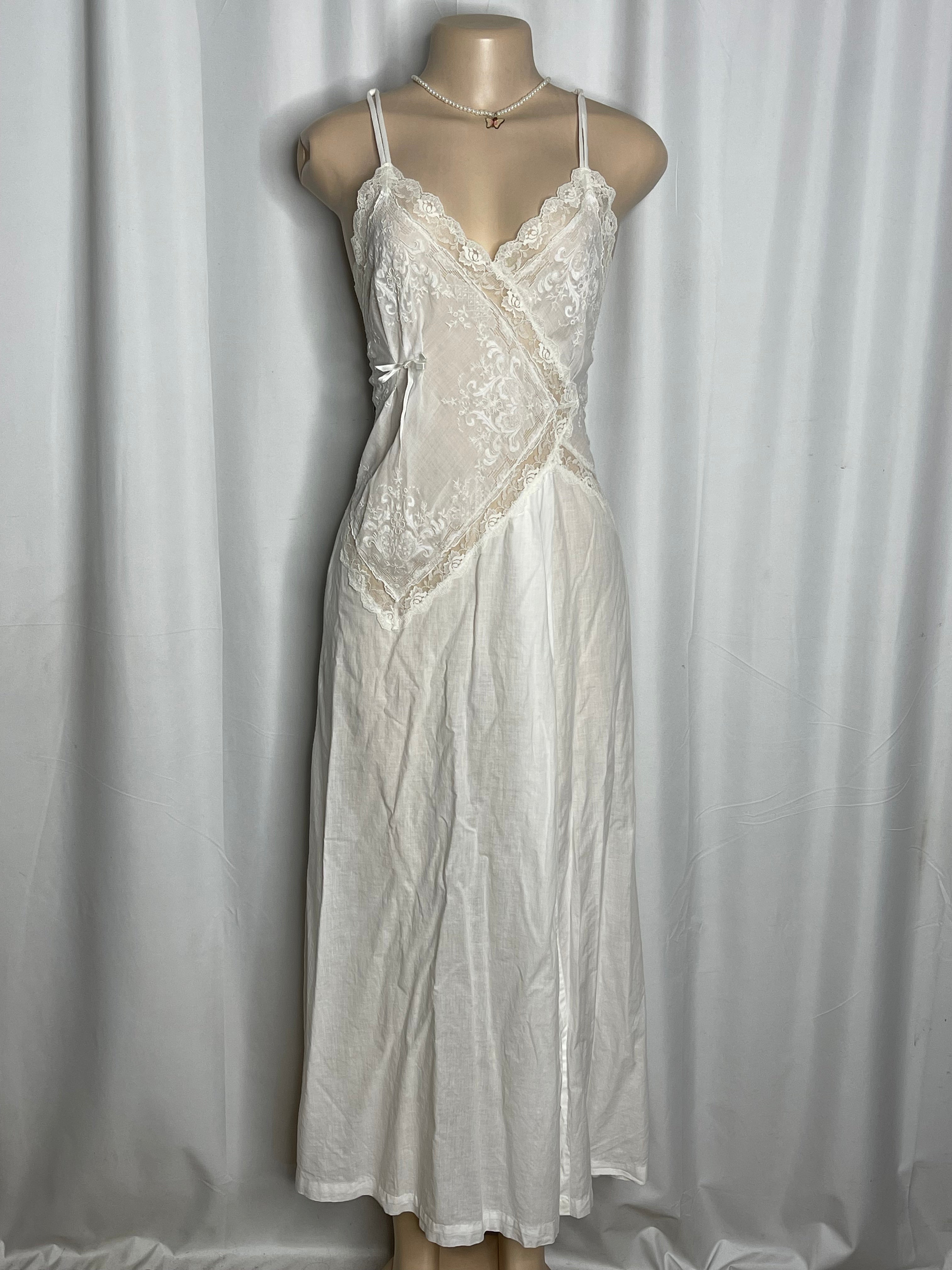 Long White Lace Intimates Gown Slip