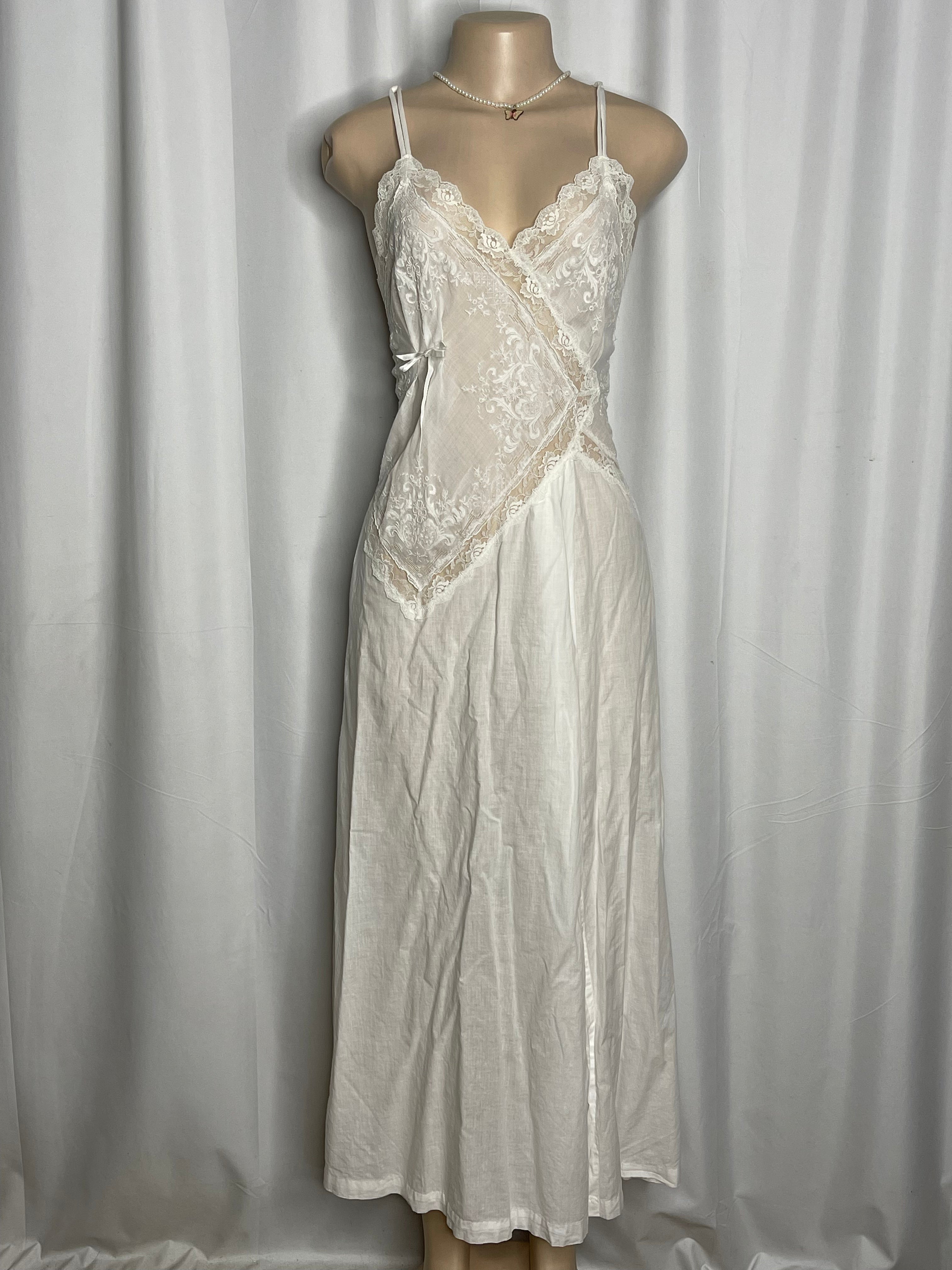 Long White Lace Intimates Gown Slip