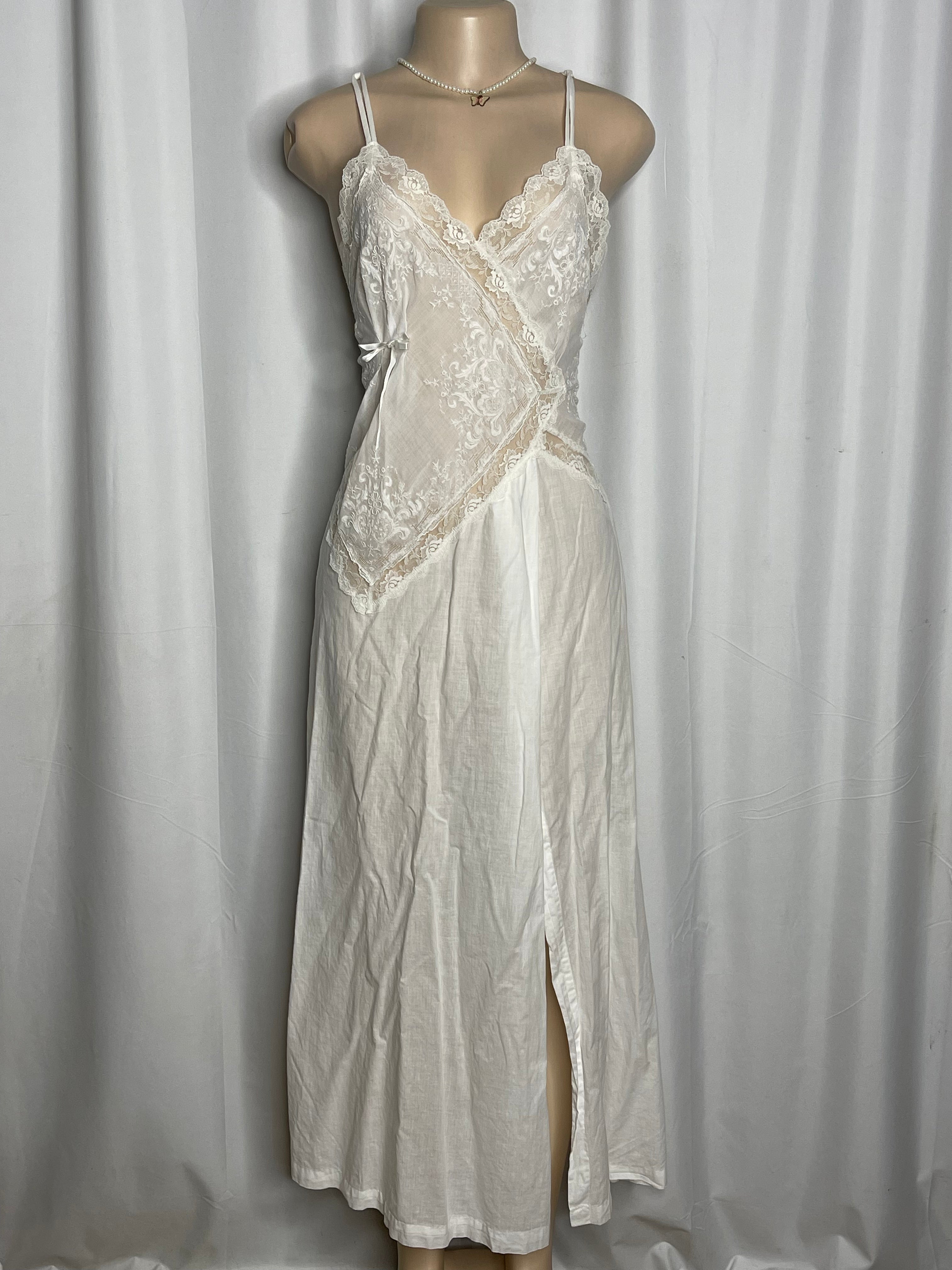 Long White Lace Intimates Gown Slip