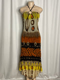 Multicolor Print Halter Neck Maxi Dress