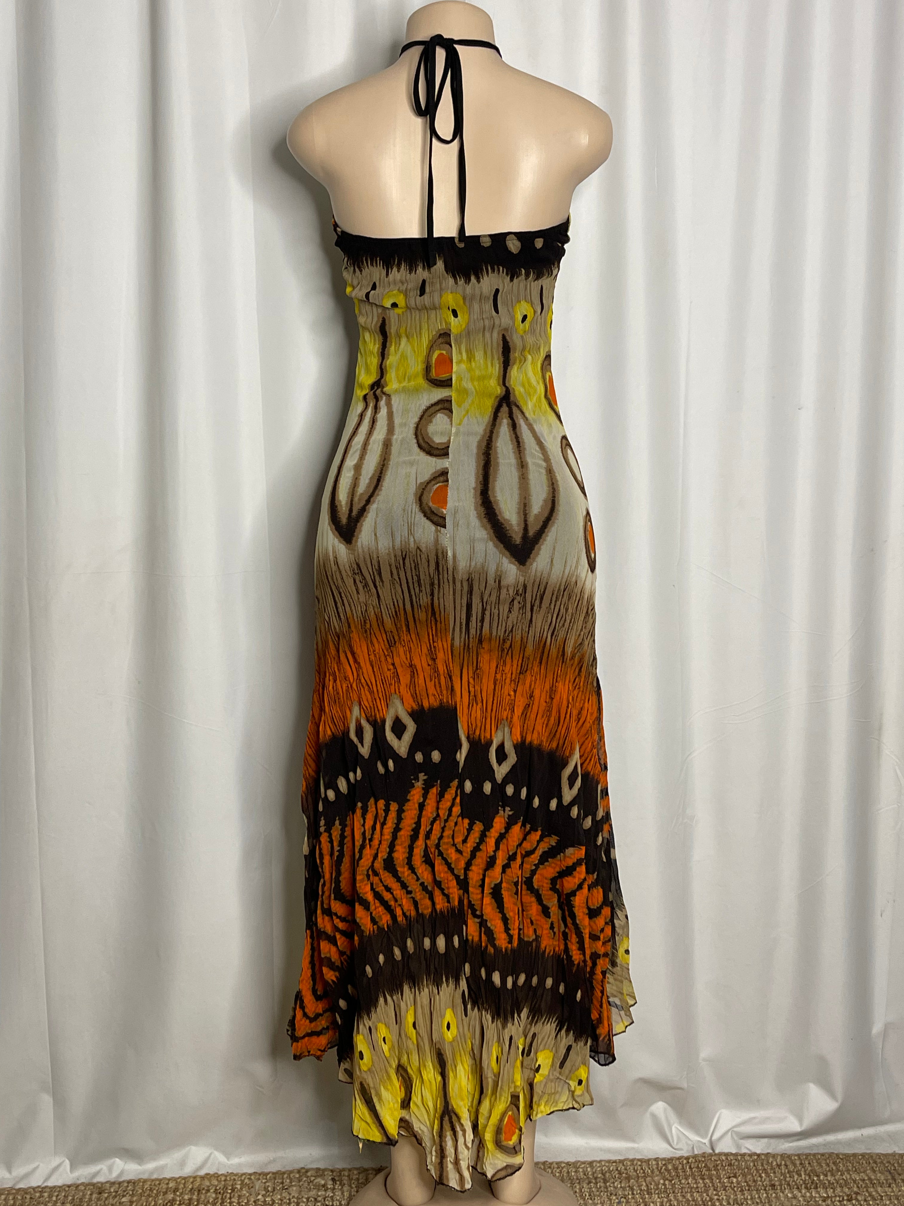 Multicolor Print Halter Neck Maxi Dress