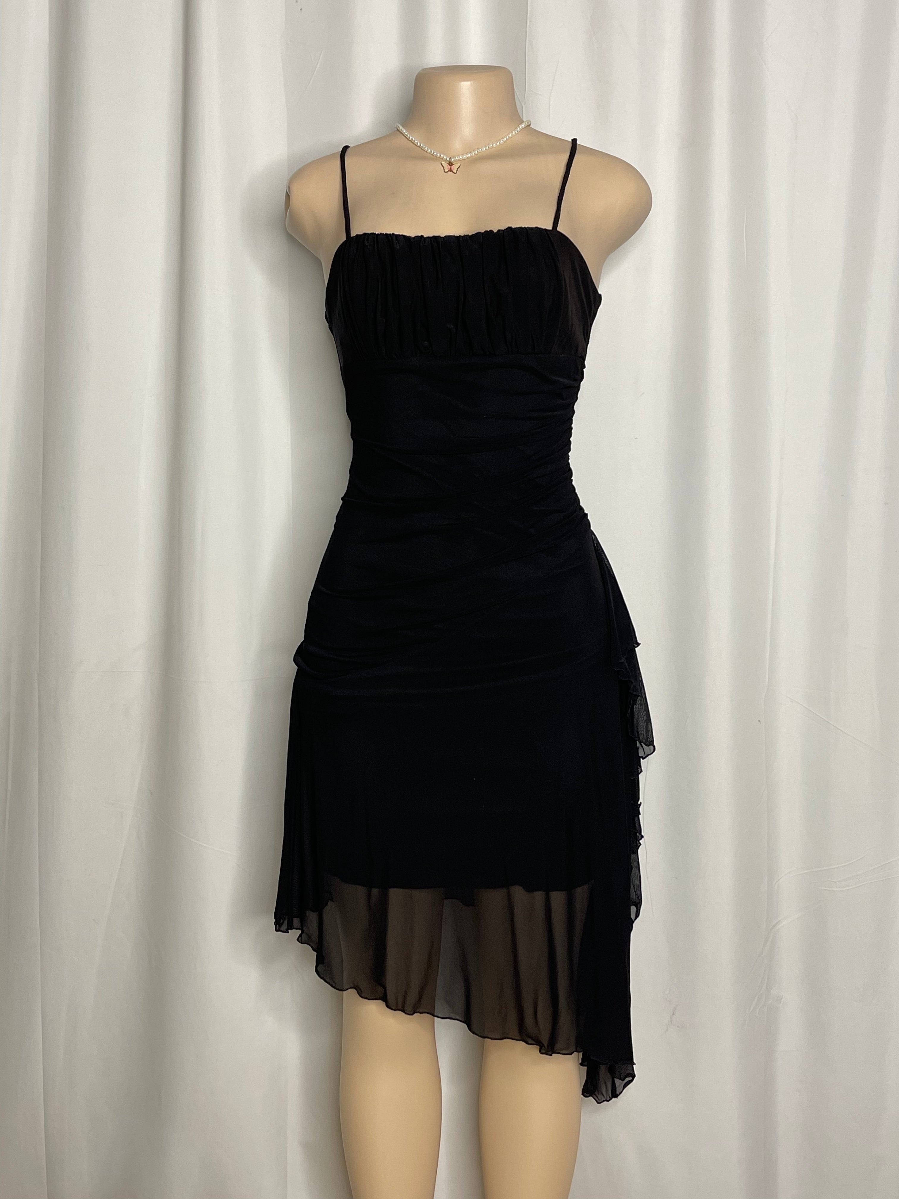 Vintage Y2k Ruched Cocktail Dress Asymmetrical Hem