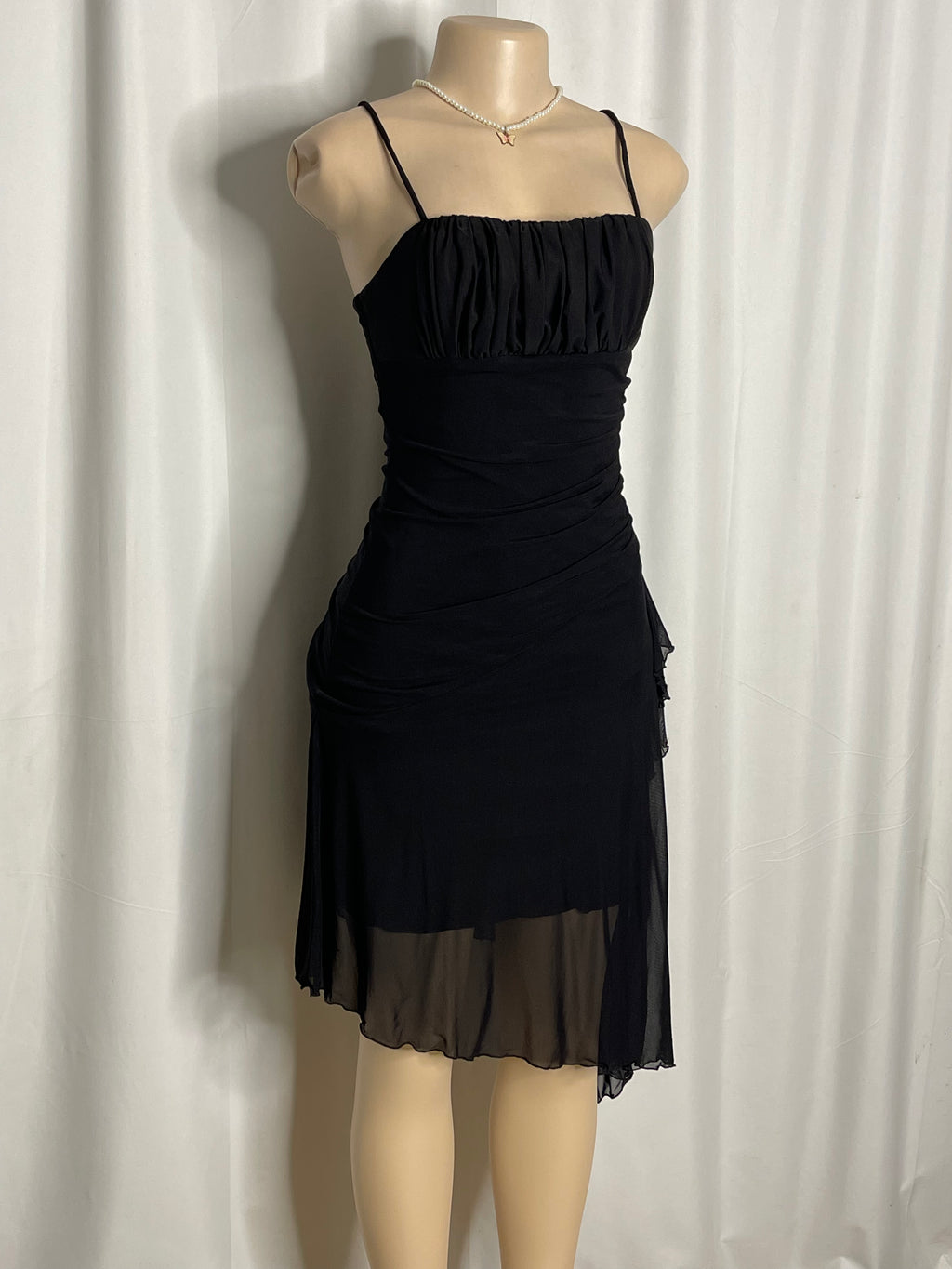 Vintage Y2k Ruched Cocktail Dress Asymmetrical Hem