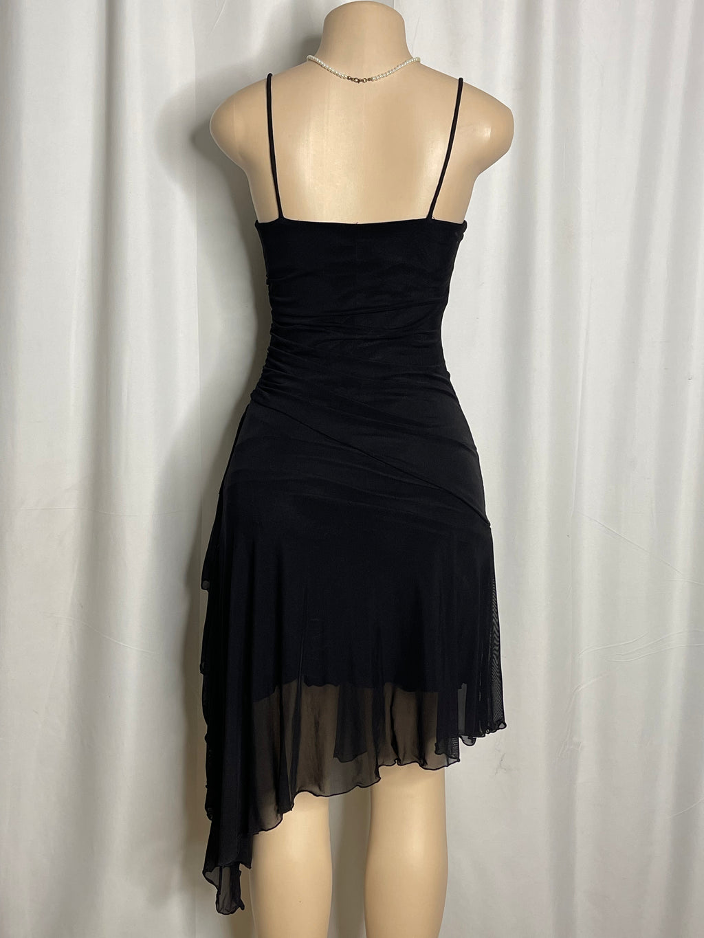 Vintage Y2k Ruched Cocktail Dress Asymmetrical Hem