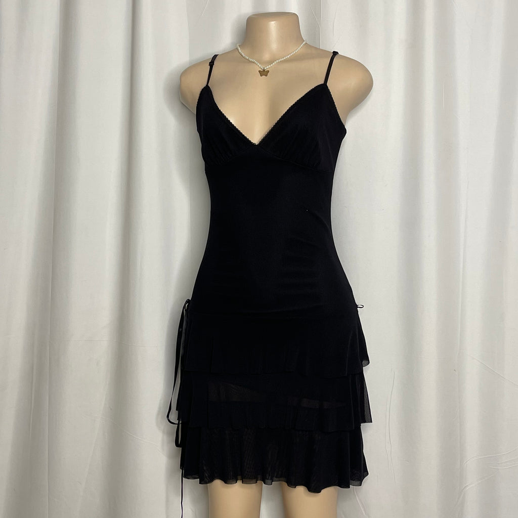 Black Tiered Mesh Dress