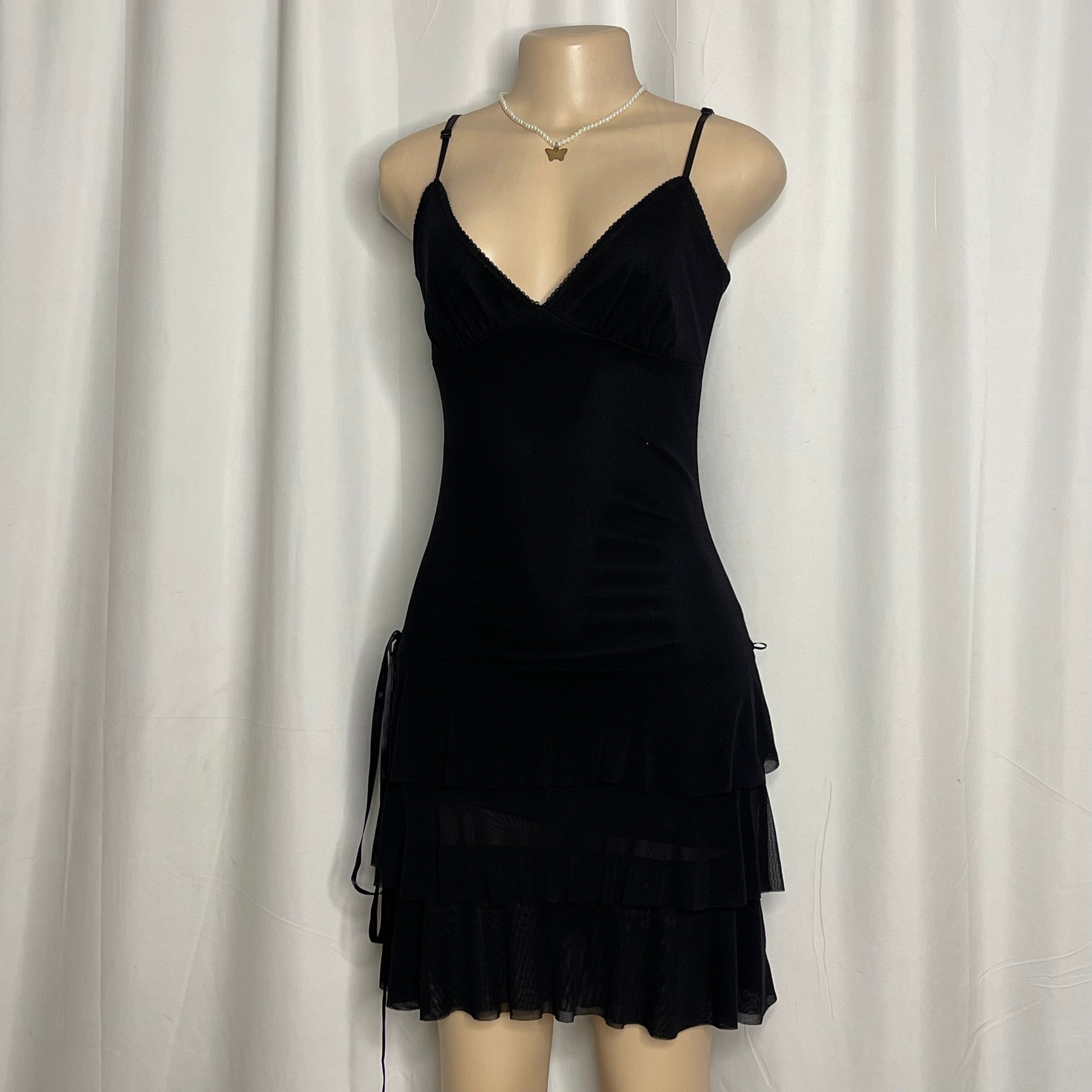 Black Tiered Mesh Dress
