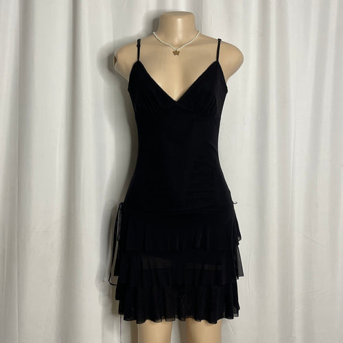 Black Tiered Mesh Dress