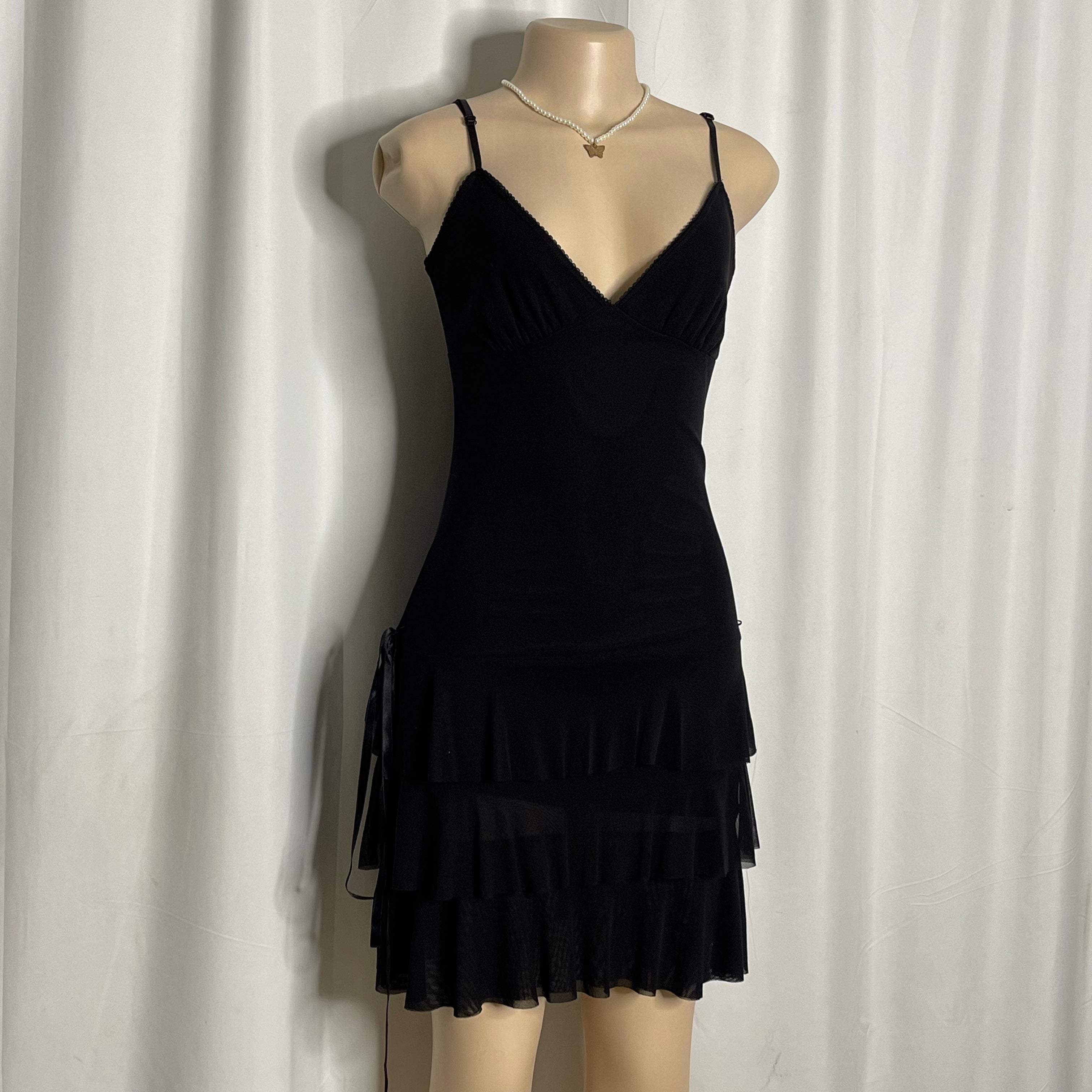 Black Tiered Mesh Dress