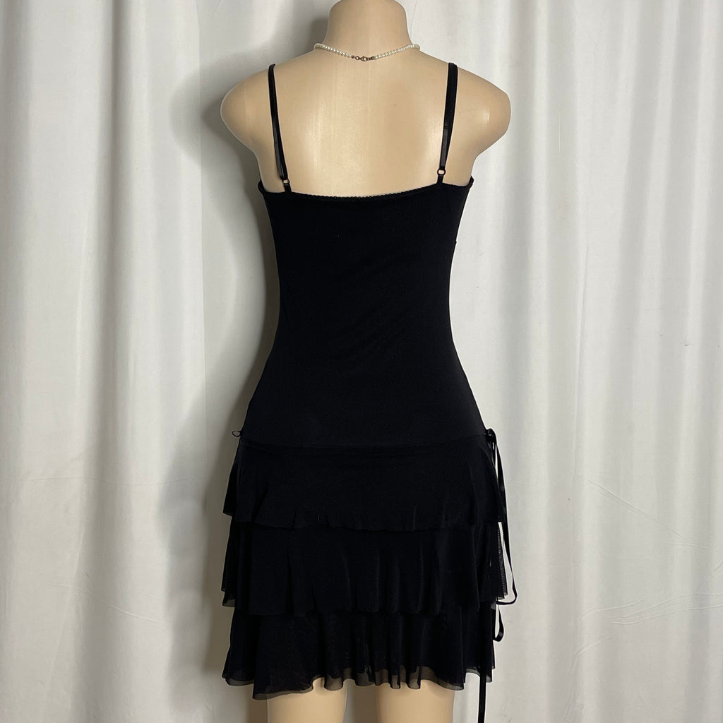 Black Tiered Mesh Dress