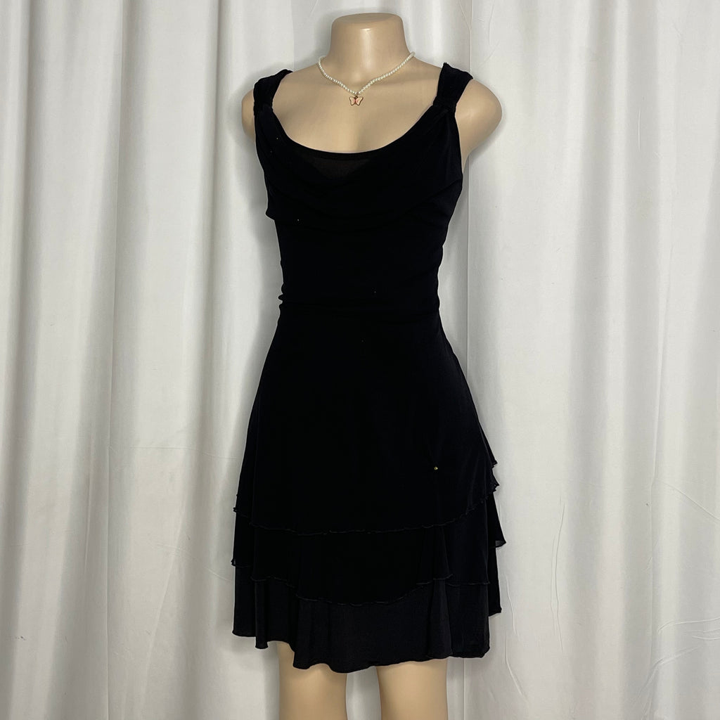 Back Mesh Ruffled Dress
