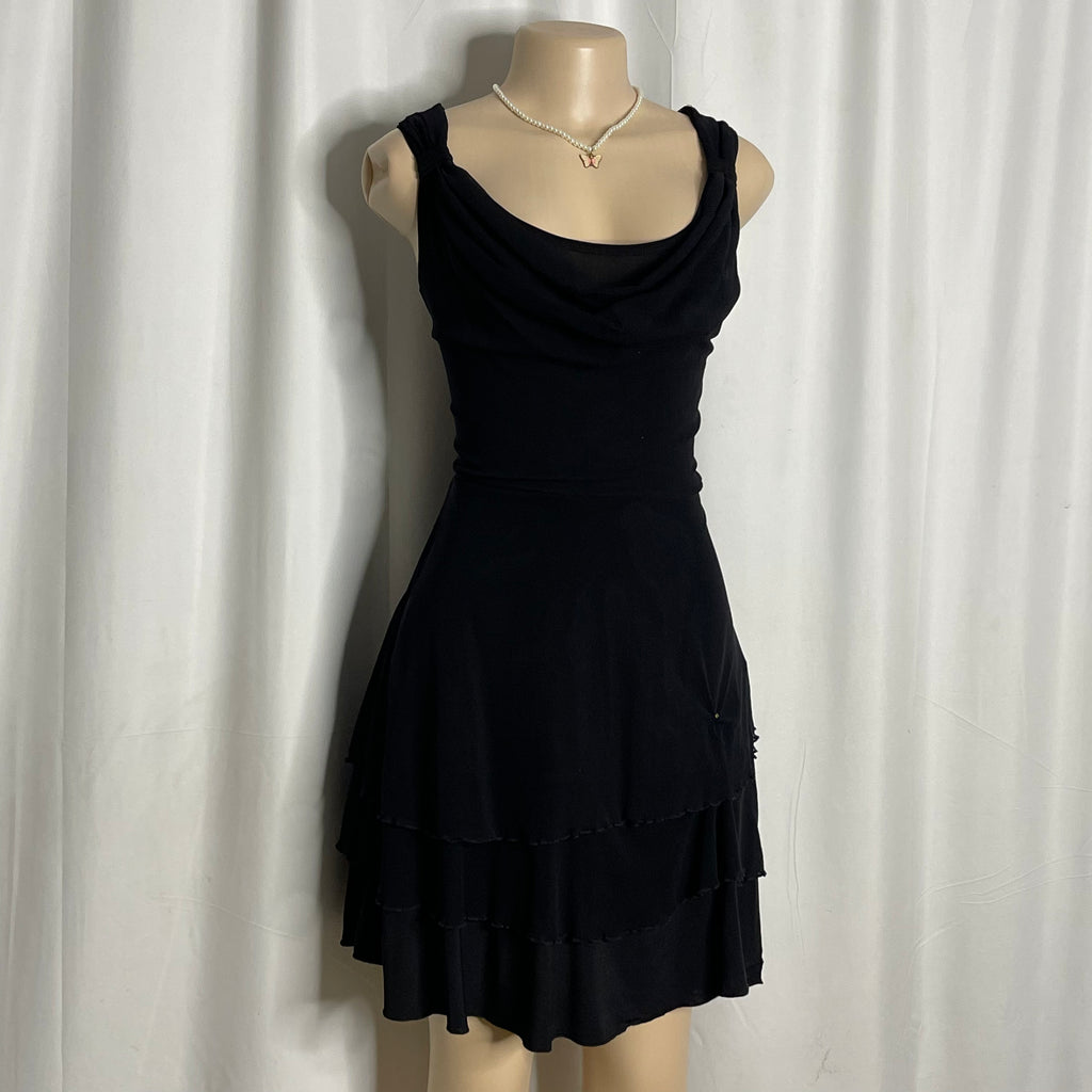 Back Mesh Ruffled Dress