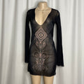 Sheer Black Printed Dress