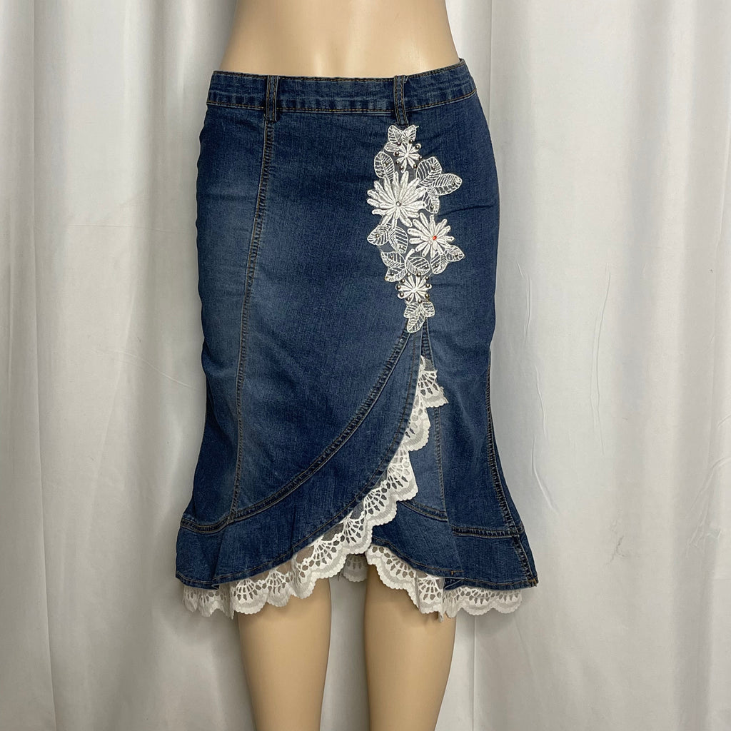 Light Blue Upcycled Denim Skirt