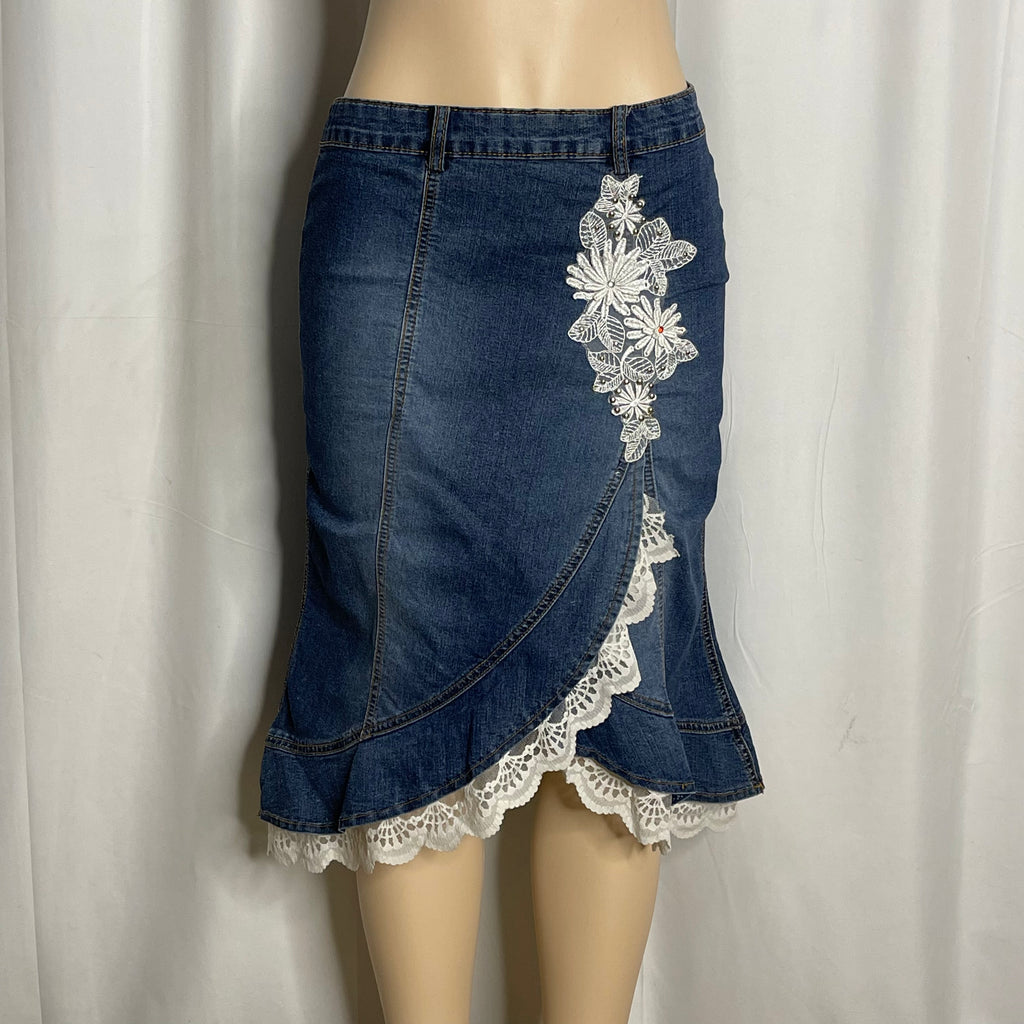 Light Blue Upcycled Denim Skirt