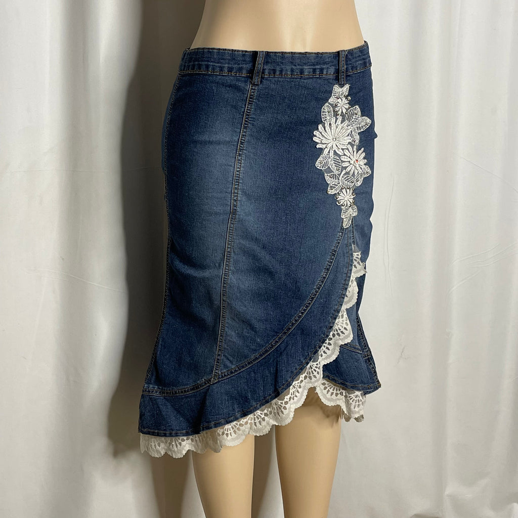 Light Blue Upcycled Denim Skirt