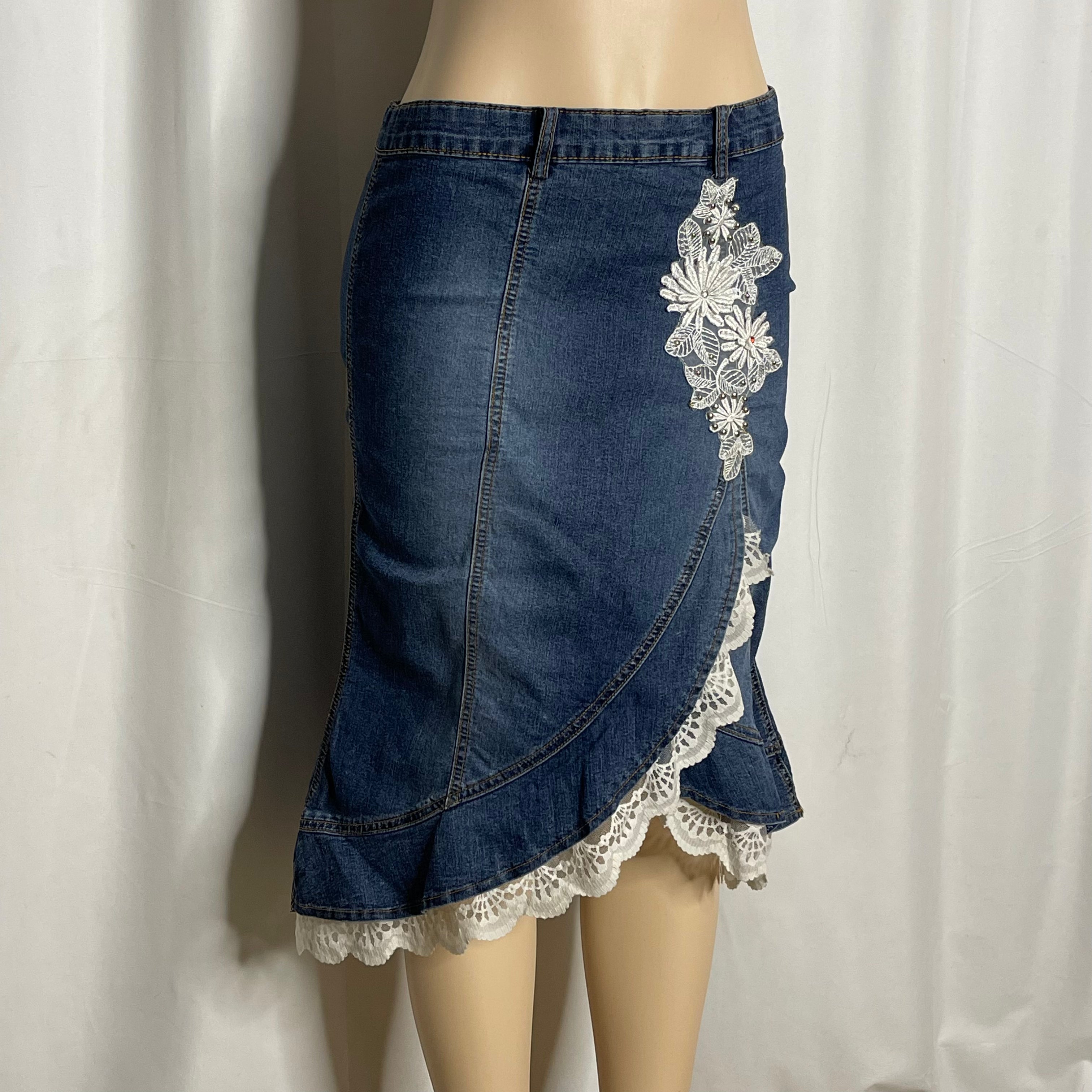 Light Blue Upcycled Denim Skirt