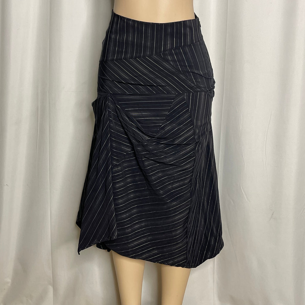 Striped Asymmetrical Midi Skirt