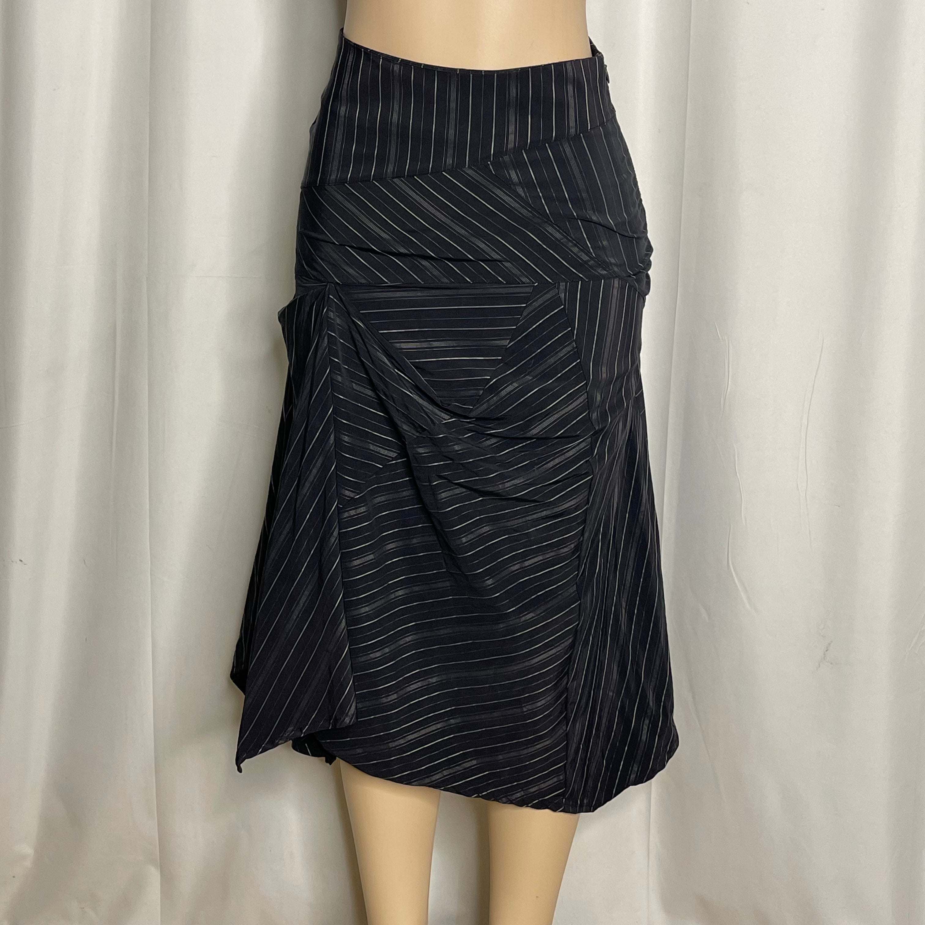 Striped Asymmetrical Midi Skirt