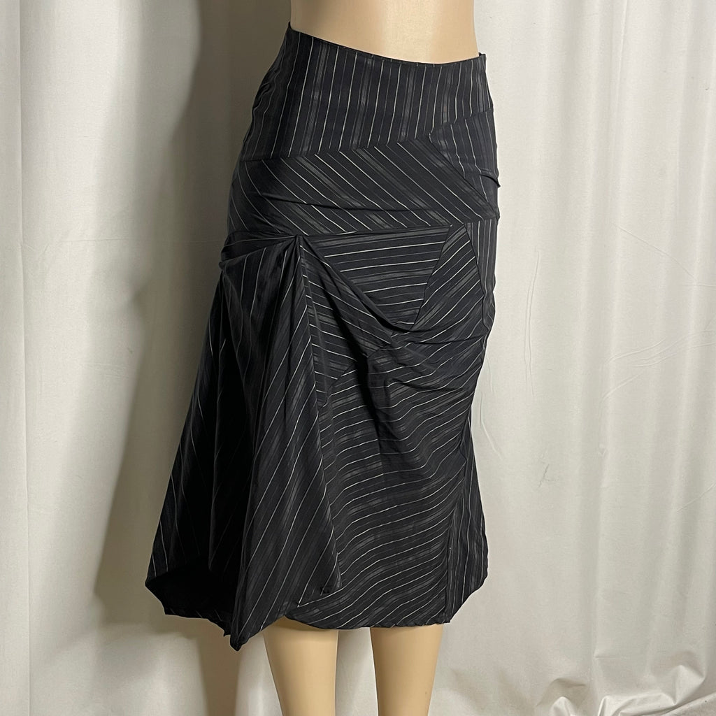 Striped Asymmetrical Midi Skirt