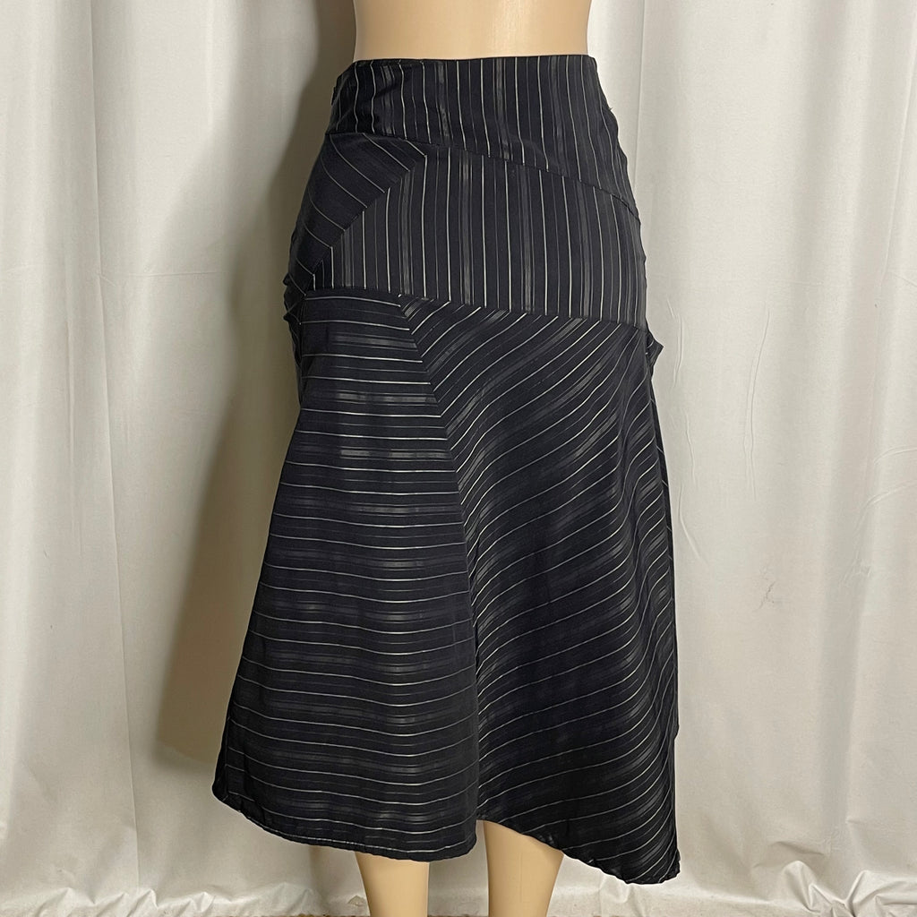 Striped Asymmetrical Midi Skirt