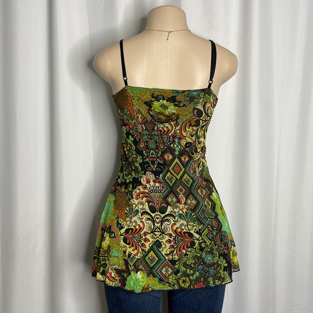 Y2k style bohemian floral paisley print fairycore camisole top