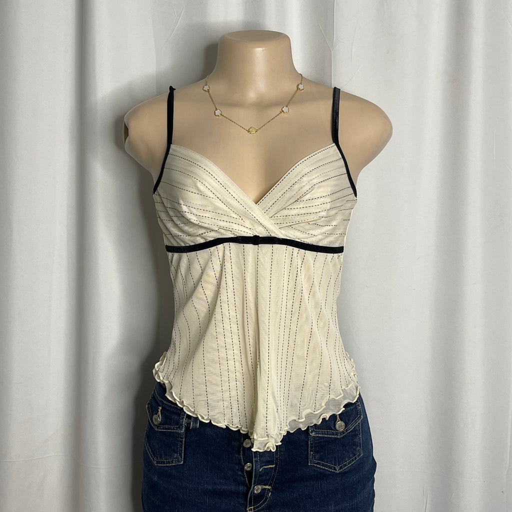 Y2K striped mesh cami top