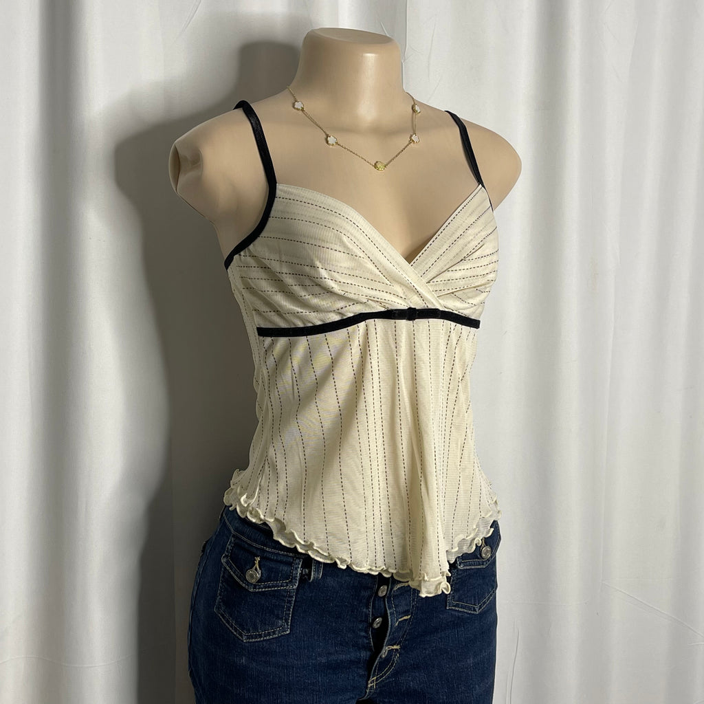 Y2K striped mesh cami top