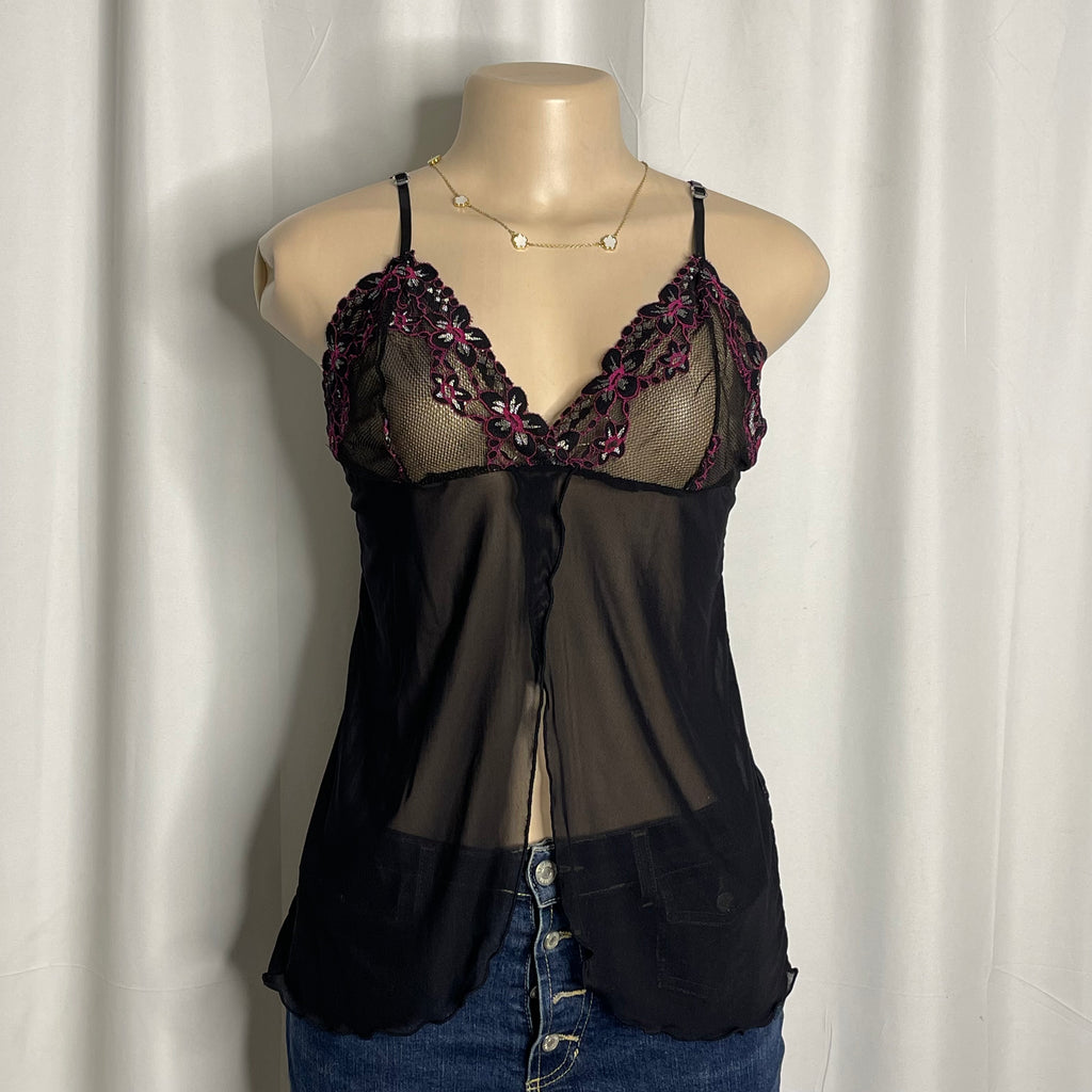 Floral lace sheer lingerie top