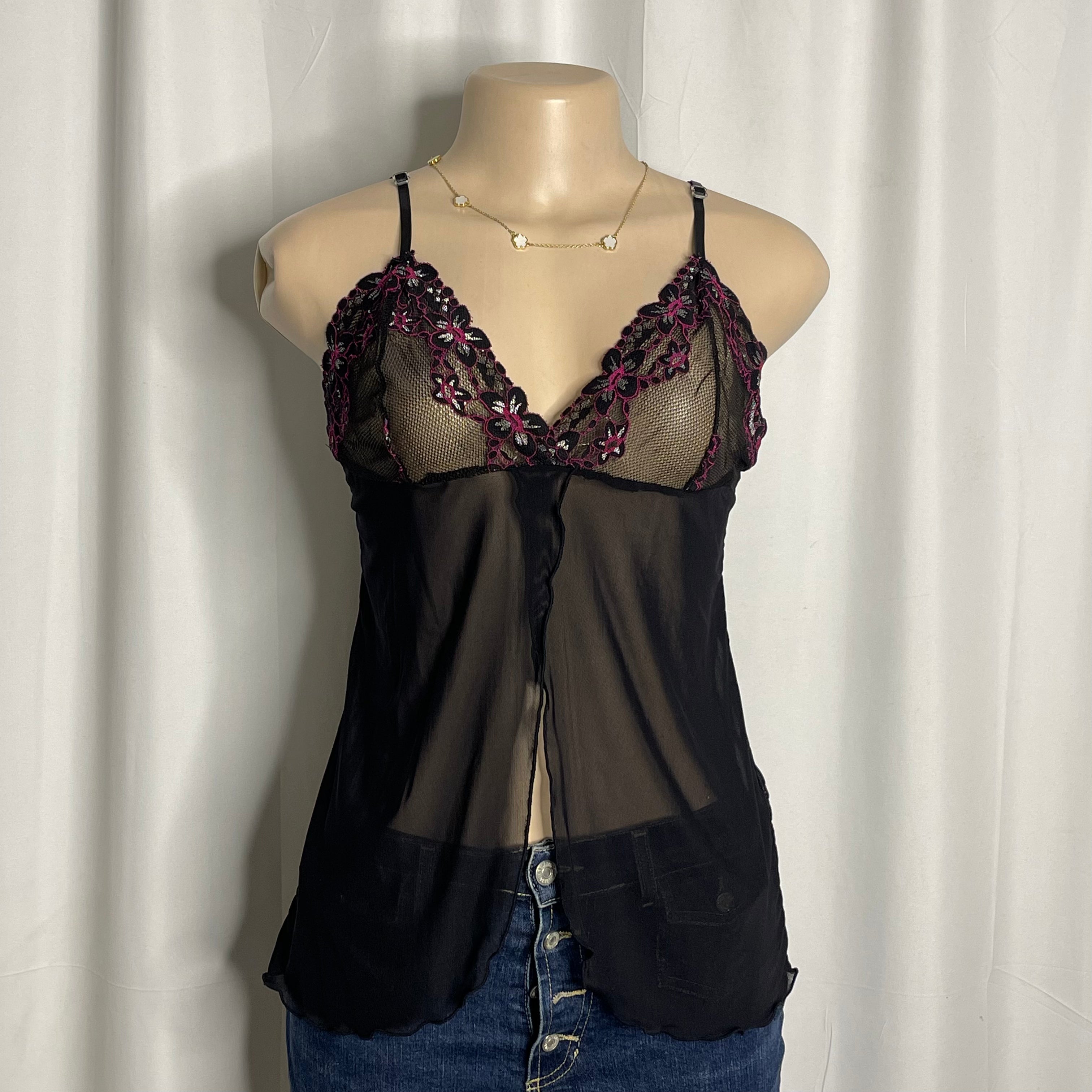 Floral lace sheer lingerie top