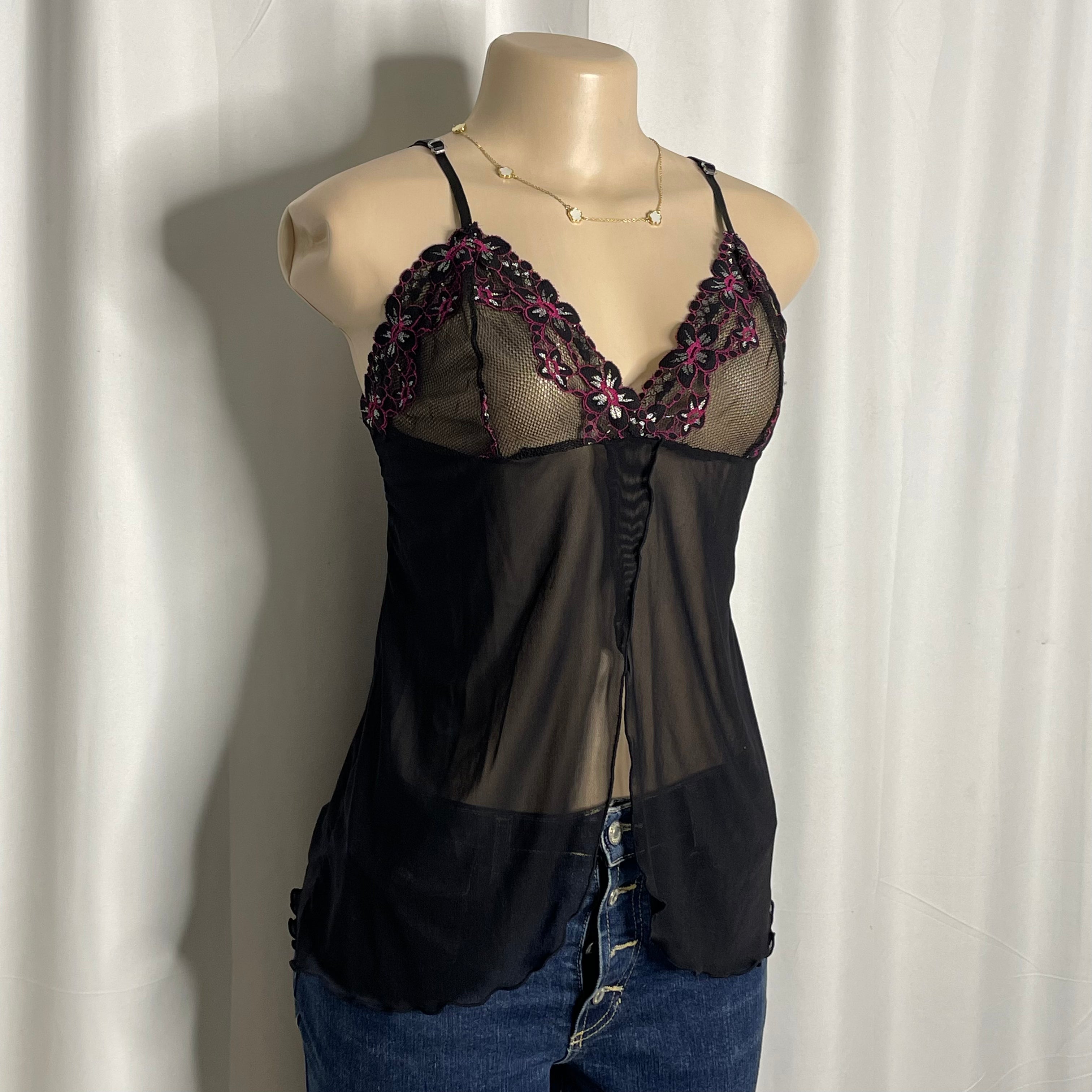Floral lace sheer lingerie top