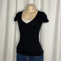 Ribbed short Sleeves black top