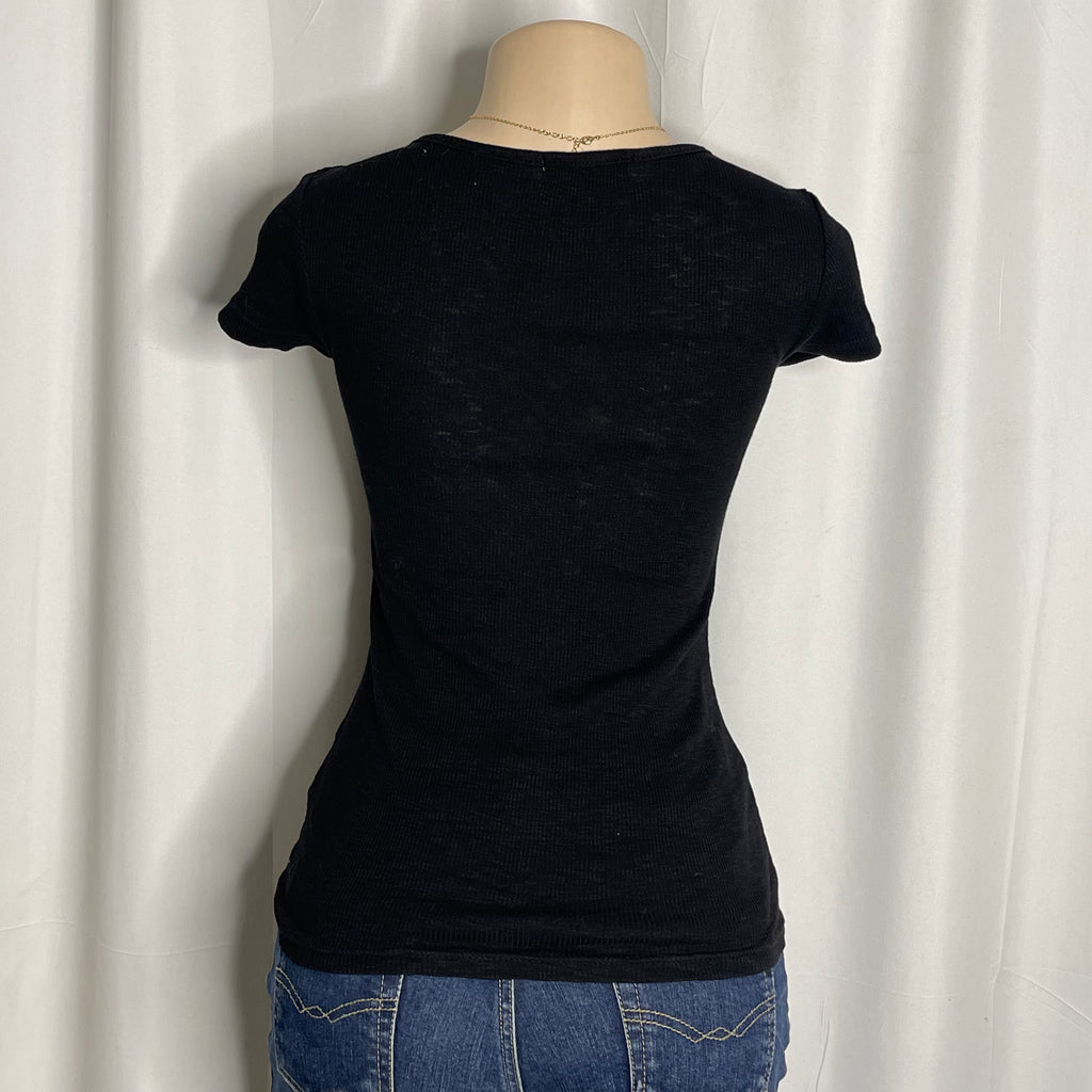 Ribbed short Sleeves black top