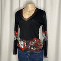 Graphic print sheer mesh top