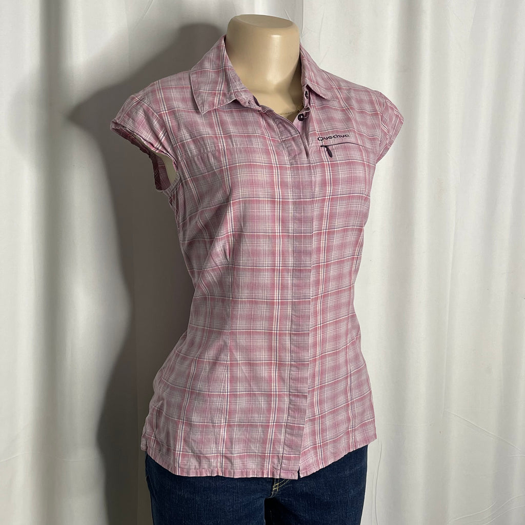 Pink plaid short sleeves shirt