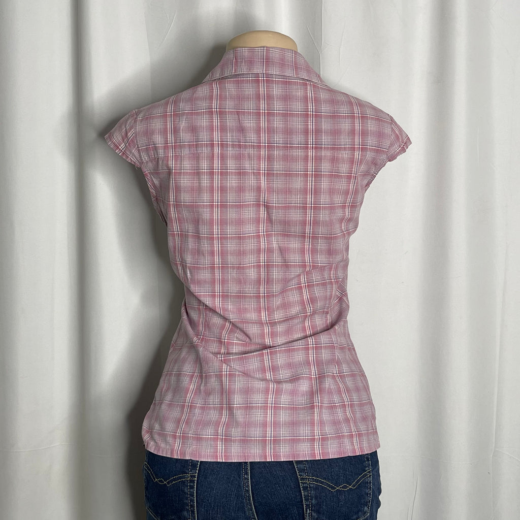 Pink plaid short sleeves shirt