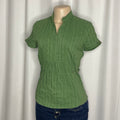 Green short sleeve buttonless blouse