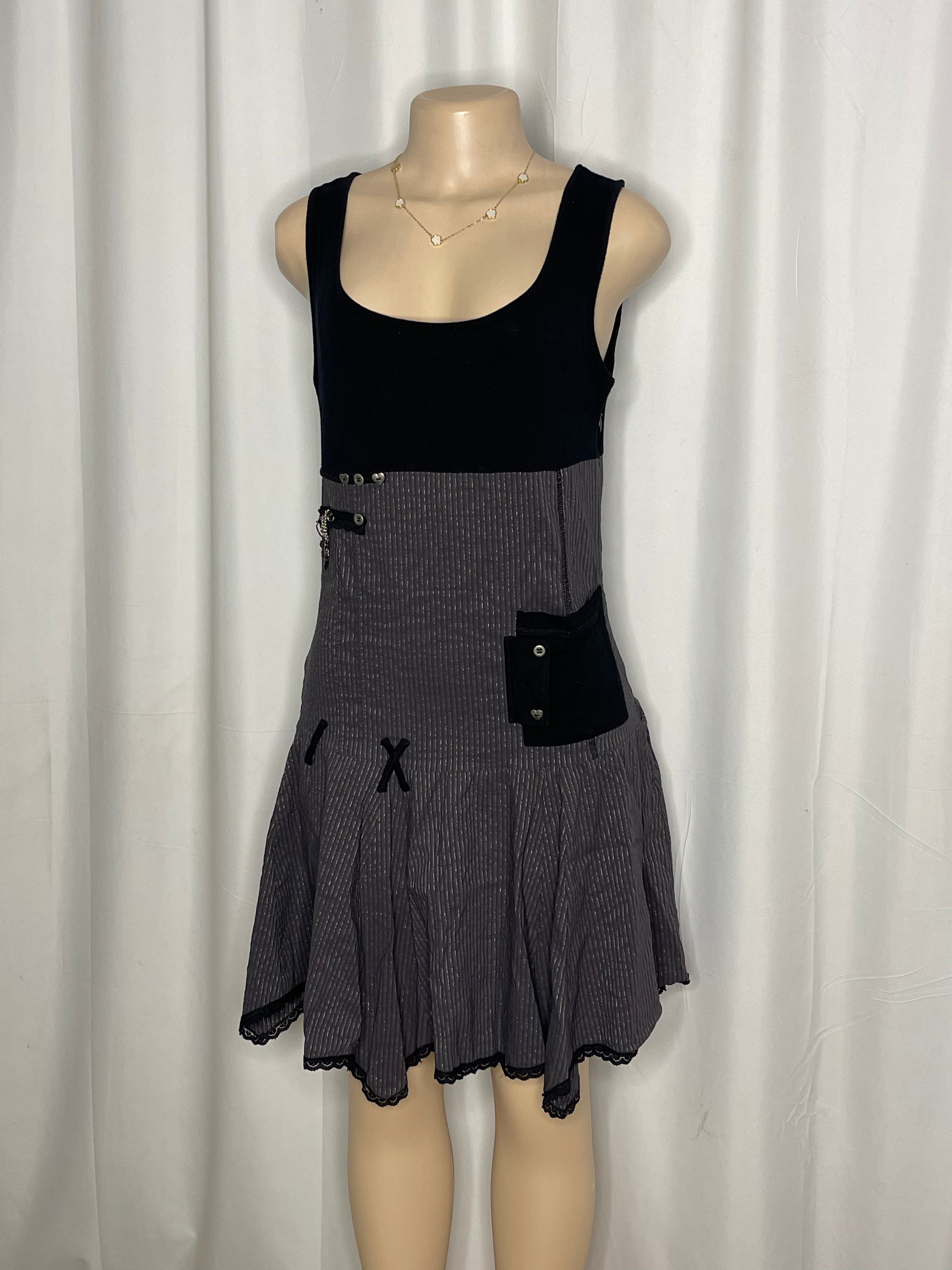 Vintage Y2K-era flared sleeveless mini dress