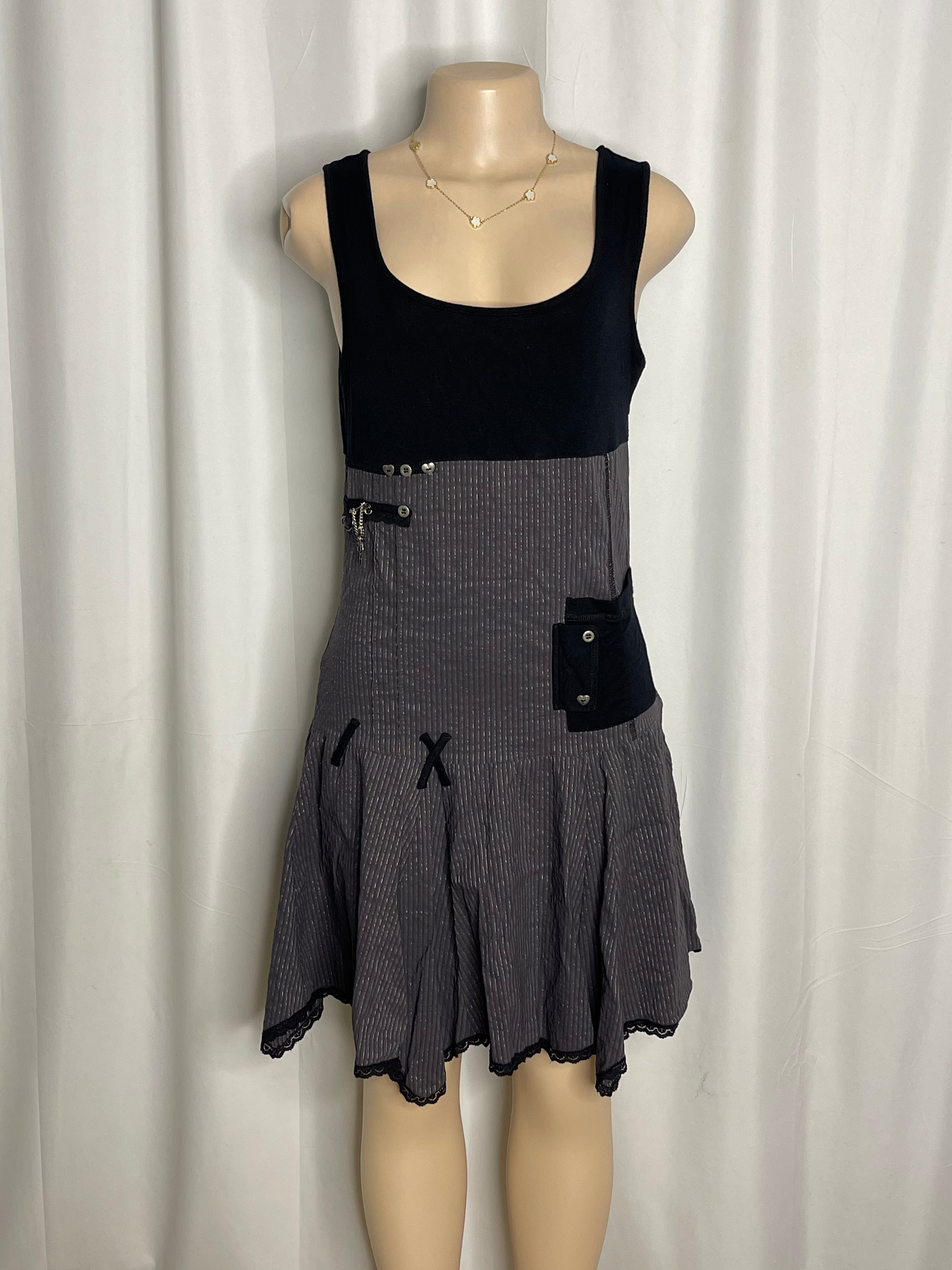 Vintage Y2K-era flared sleeveless mini dress