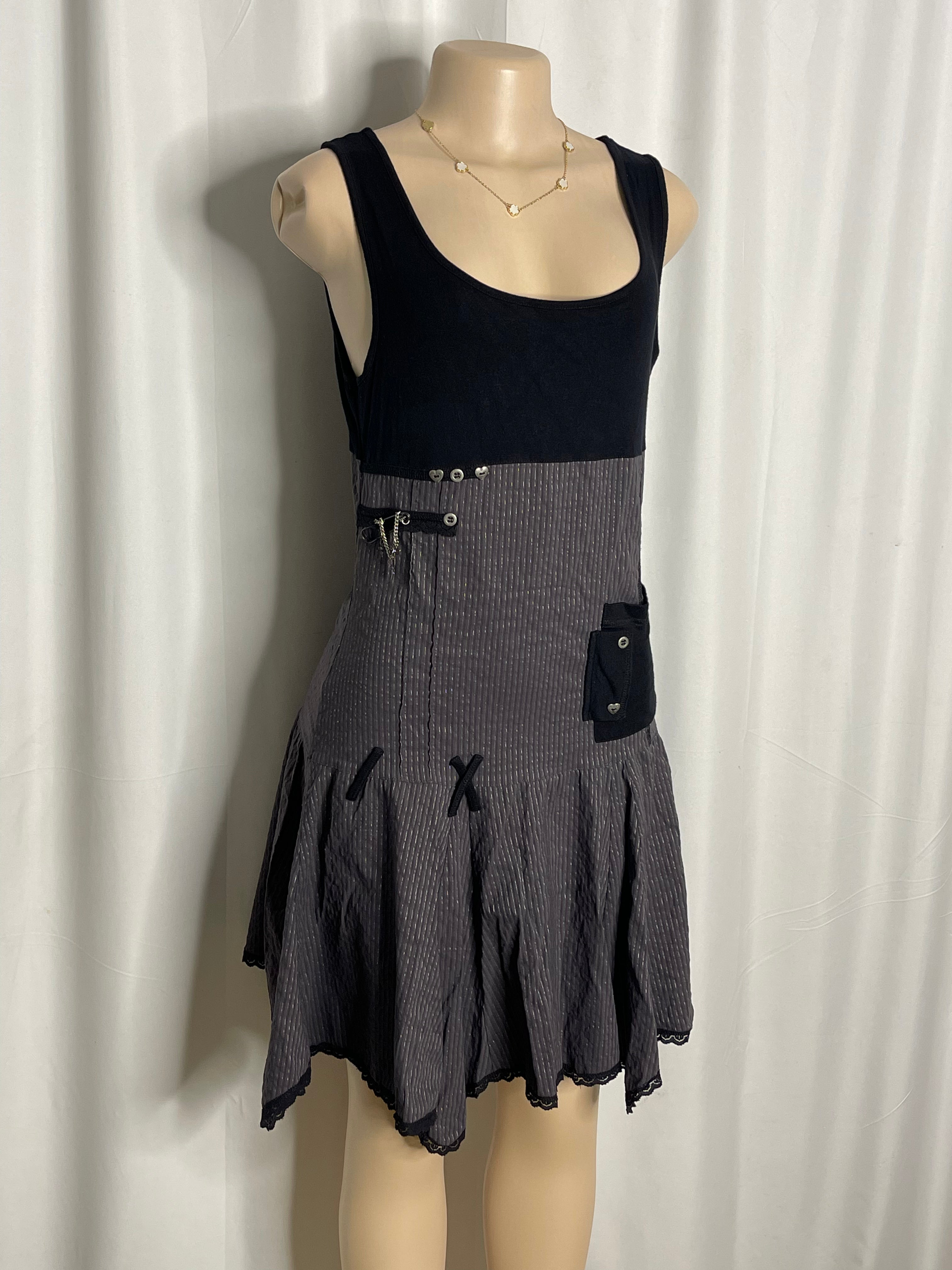 Vintage Y2K-era flared sleeveless mini dress