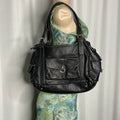 black leather hand bag