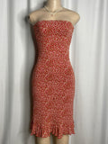 Floral tube midi dress ruffled hem
