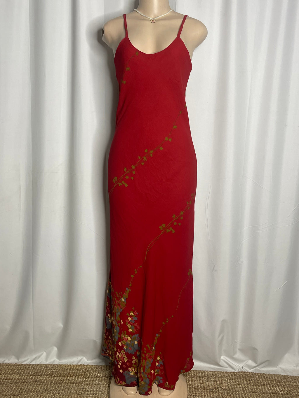 Maroon Floral Print Maxi Dress