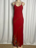 Maroon Floral Print Maxi Dress
