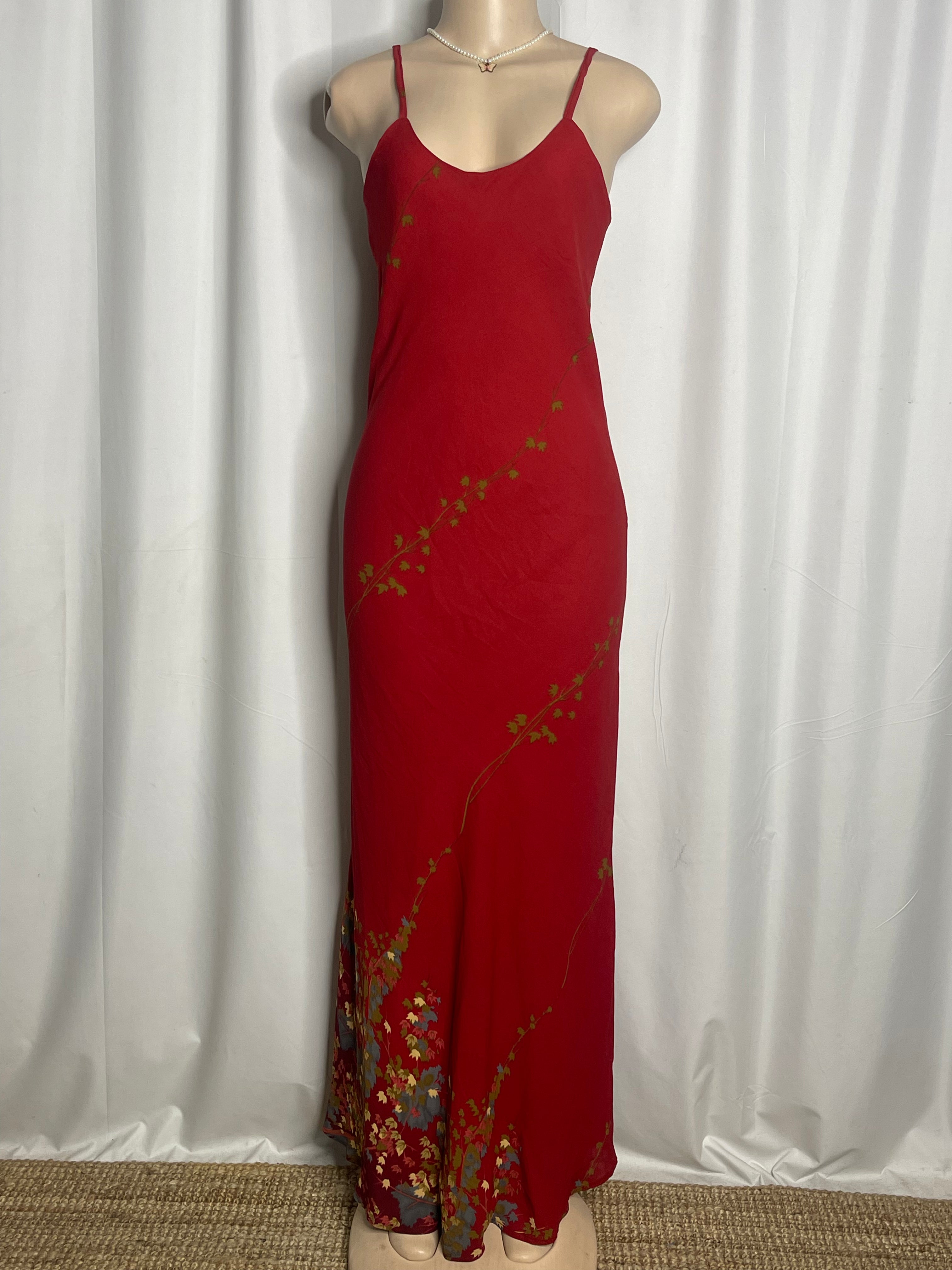 Maroon Floral Print Maxi Dress