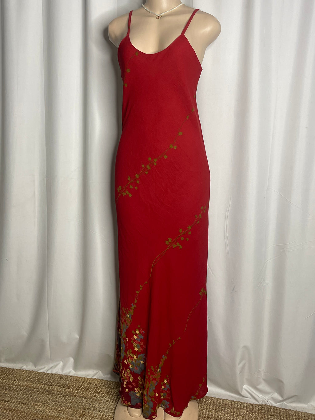 Maroon Floral Print Maxi Dress